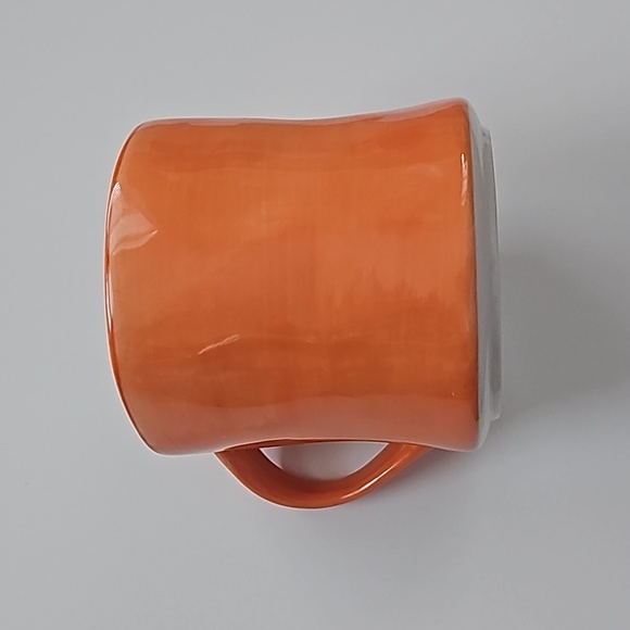 Anthropologie Hand Painted Orange Mia Colorway Initial "R" Monogram Coffee Mug - Picture 2 of 6